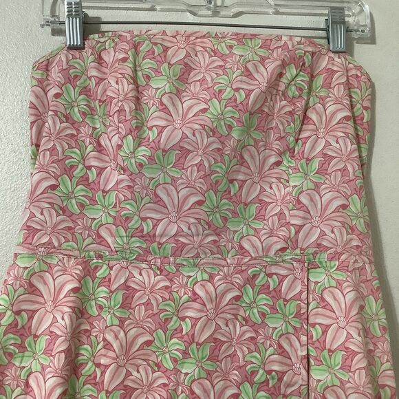 Vineyard Vines Y2K Tropical Beachy Pink Floral Boho Strapless Dress Size 10 - Picture 2 of 8